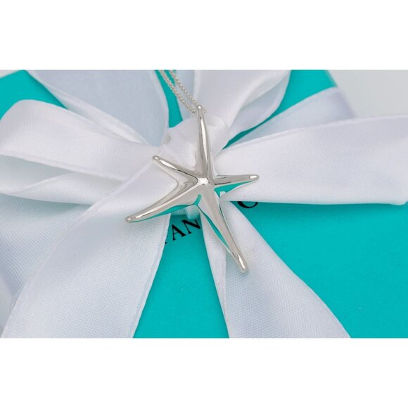 Tiffany & Co. Vintage Large Starfish Necklace Elsa Peretti Pendant 27mm Silver - Picture 5 of 9